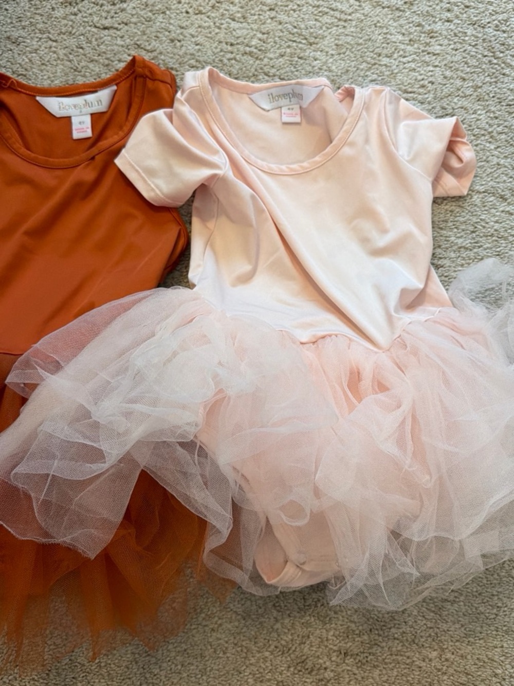 iloveplum Kids Pink Tulle Dance Set with Matching Rust Leotard